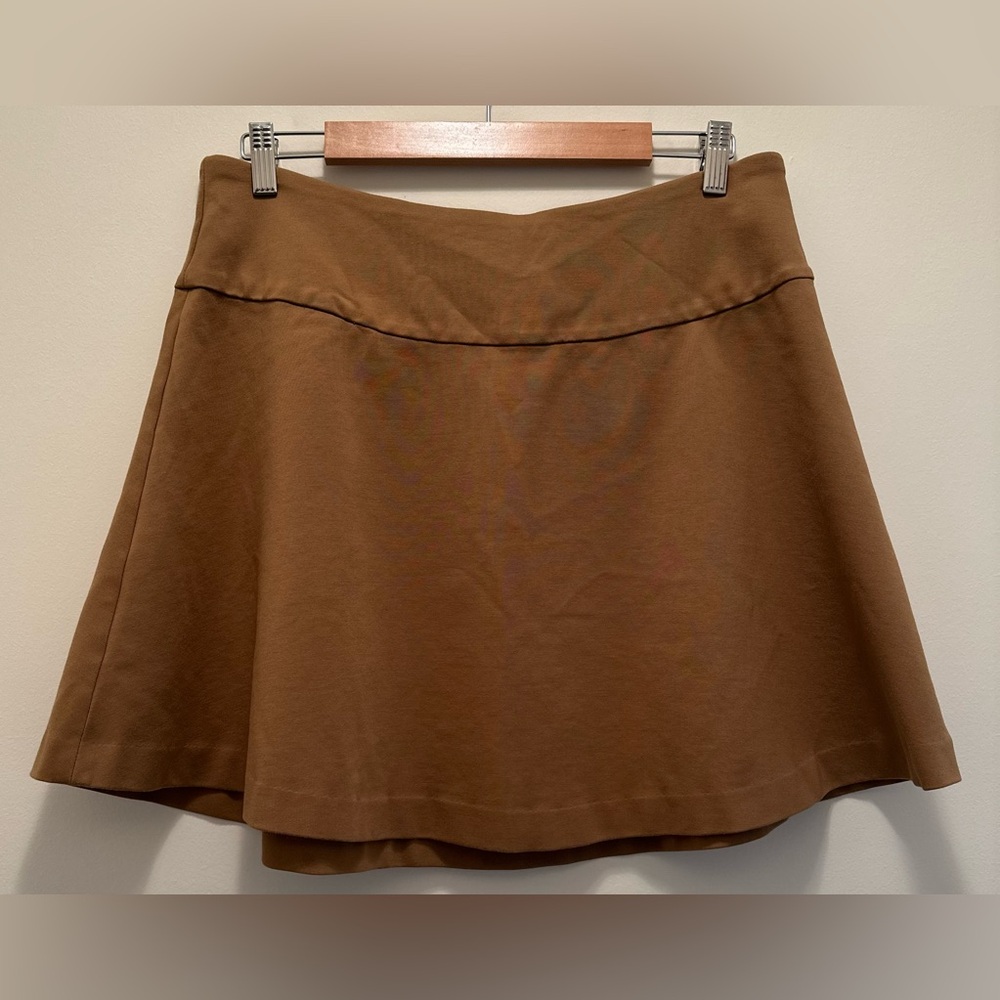 Rekucci Soft Flared Mini Skirt with Comfort Waistband Women’s Caramel Size Large